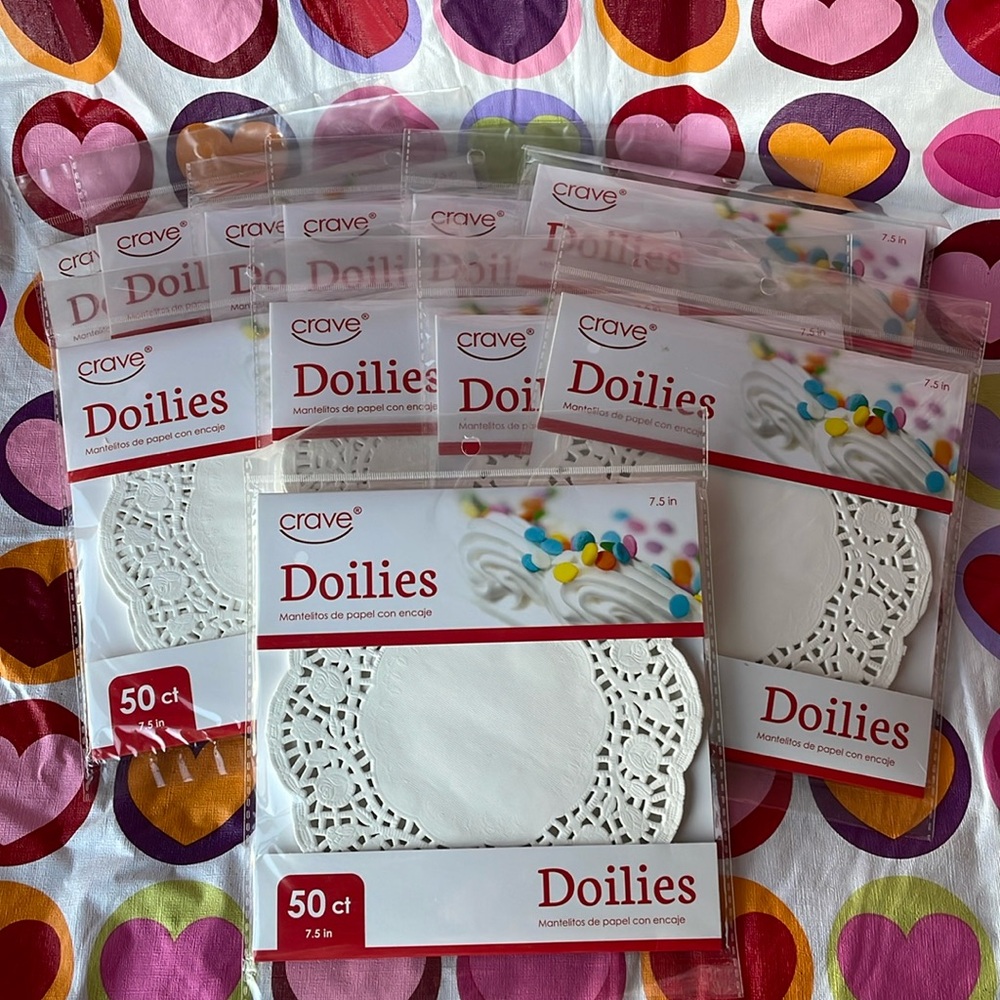 White Paper Doilies, 7.5” Diameter, 50 Package, 10 Packs Total (500 doilies)
